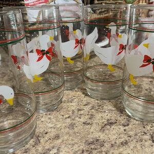 Set of 5 Holiday Goose Glasses